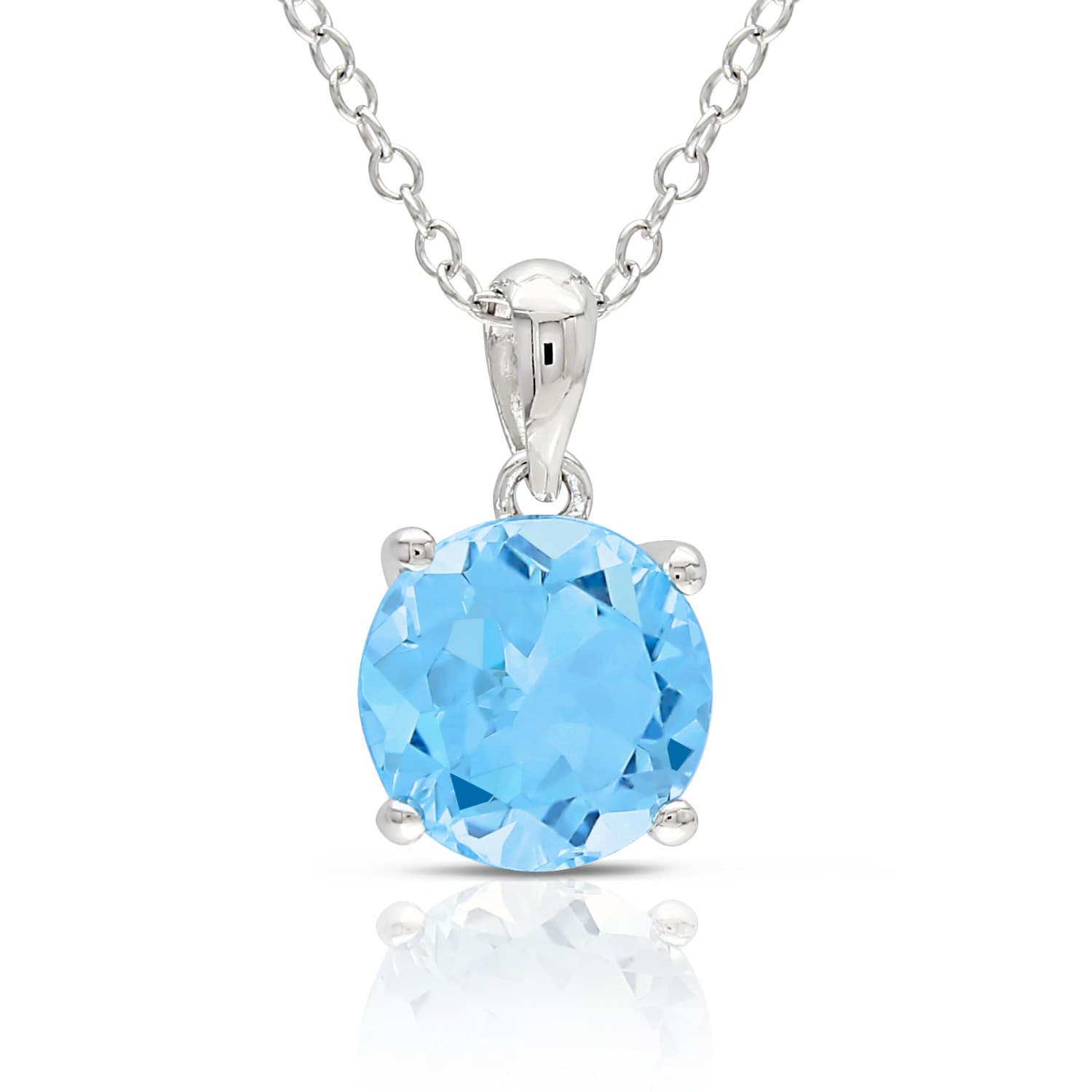Blue Topaz Solitaire Pendant