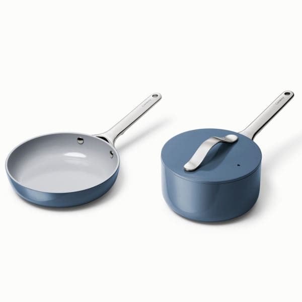 Nonstick Ceramic Minis Duo Cookware Set - Fry Pan & Saucepan Navy