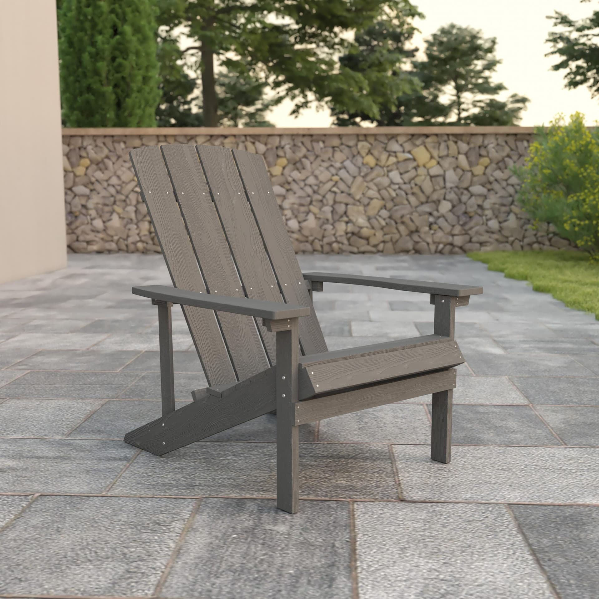 Outdoor Gray All-Weather Poly Resin Wood Adirondack Chair