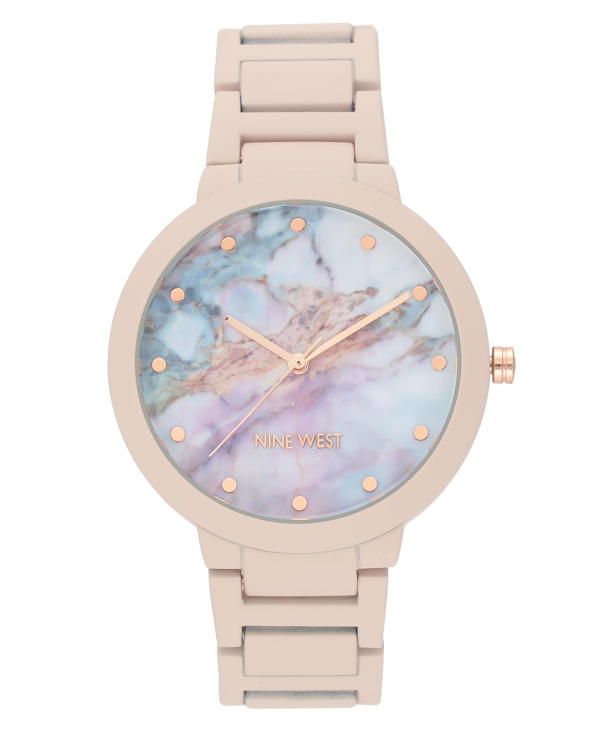 Women's Marble Dial Pink Rubberized Bracelet Watch