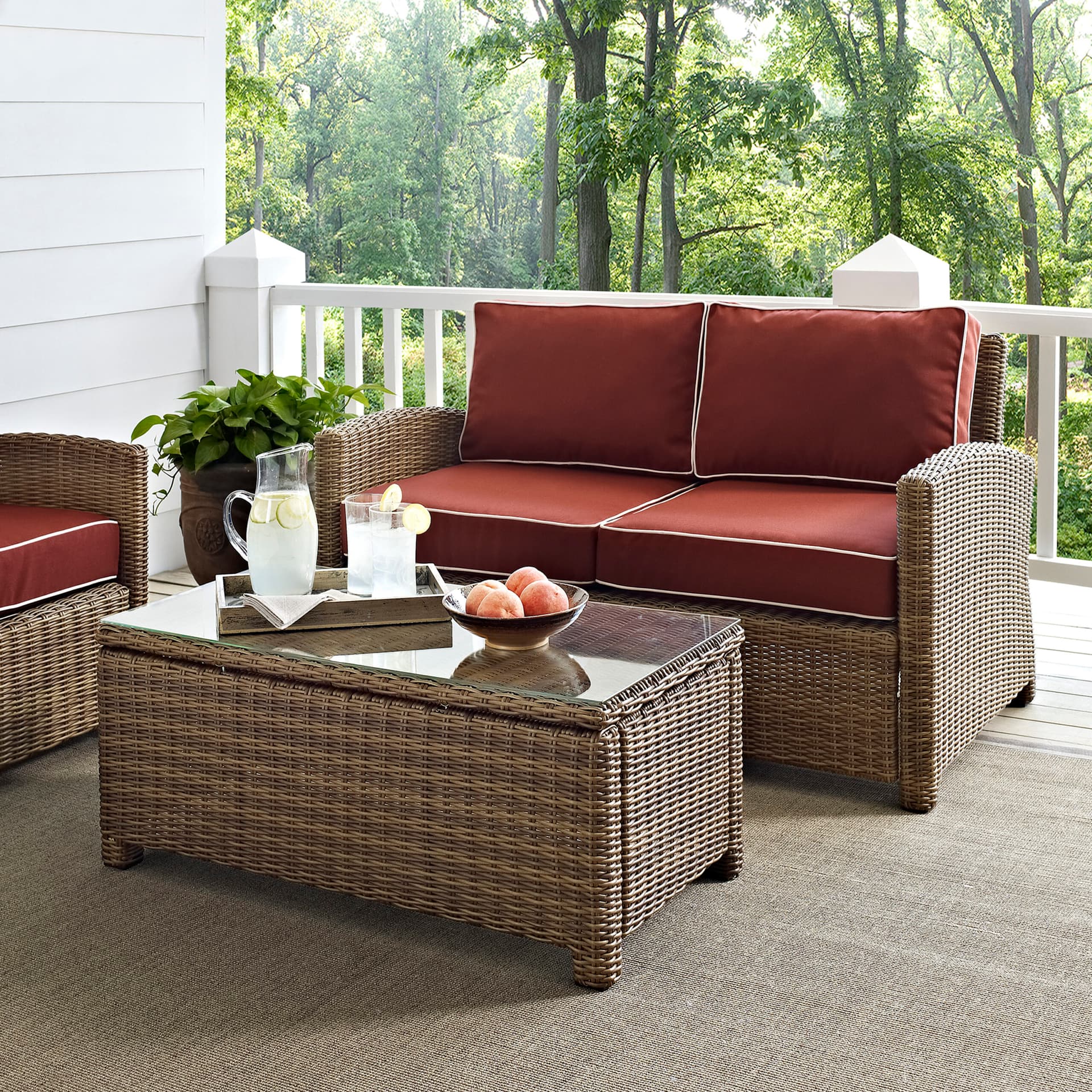 Bradenton 2Pc Wicker Outdoor Loveseat Patio Furniture Set