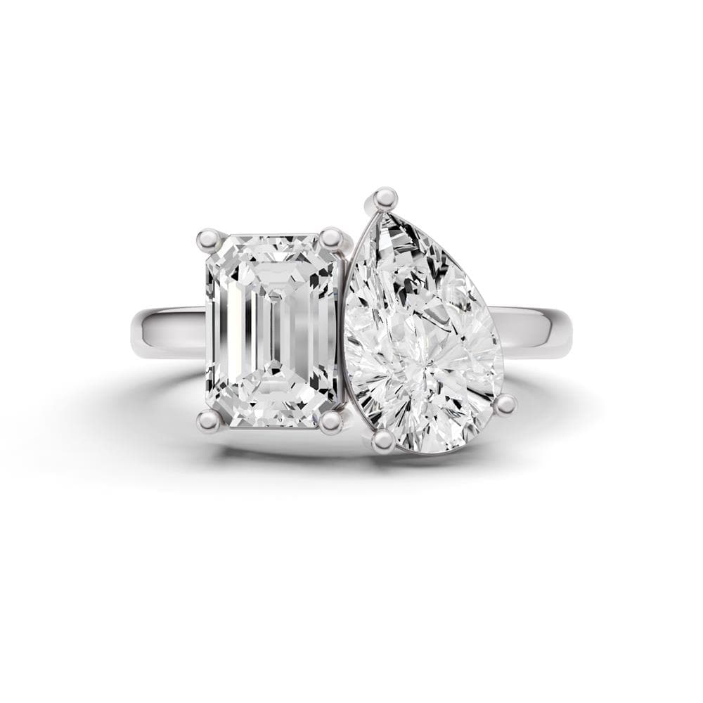 2CT Em. Pear Moi Toi Lab Diamond Ring Size 7