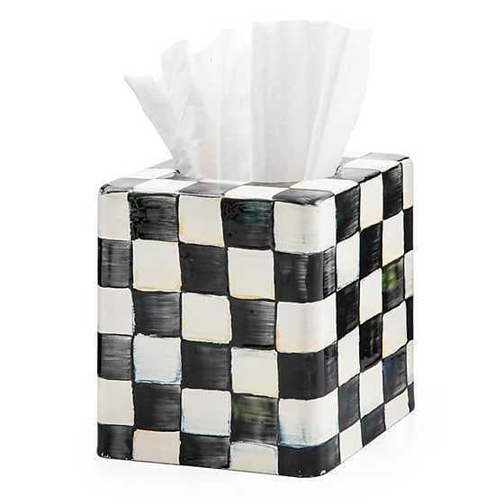 emerald check boutique tissue box cover
