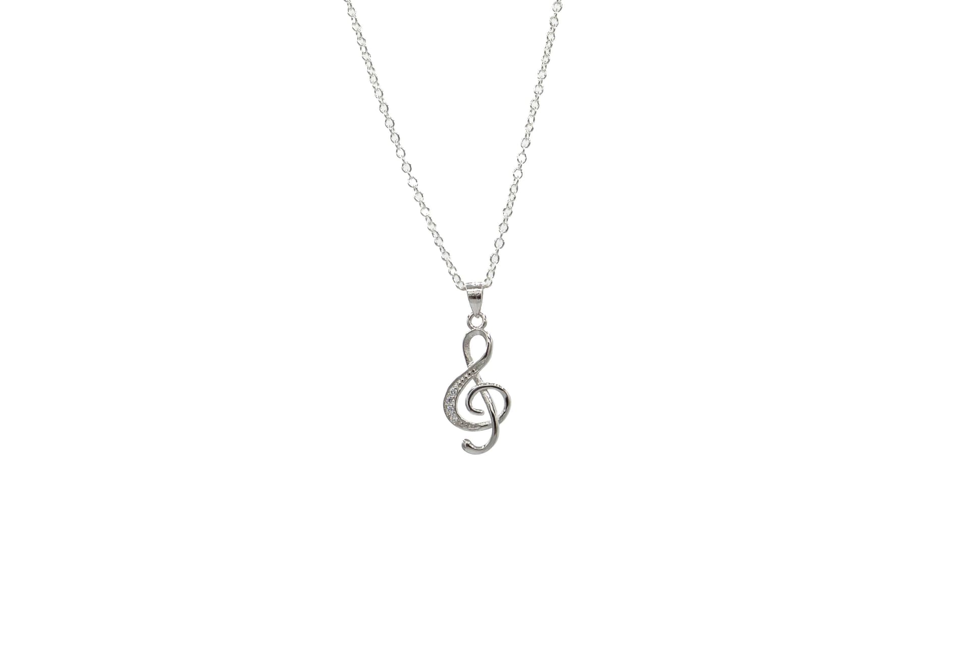 Musical Treble Clef CZ Necklace
