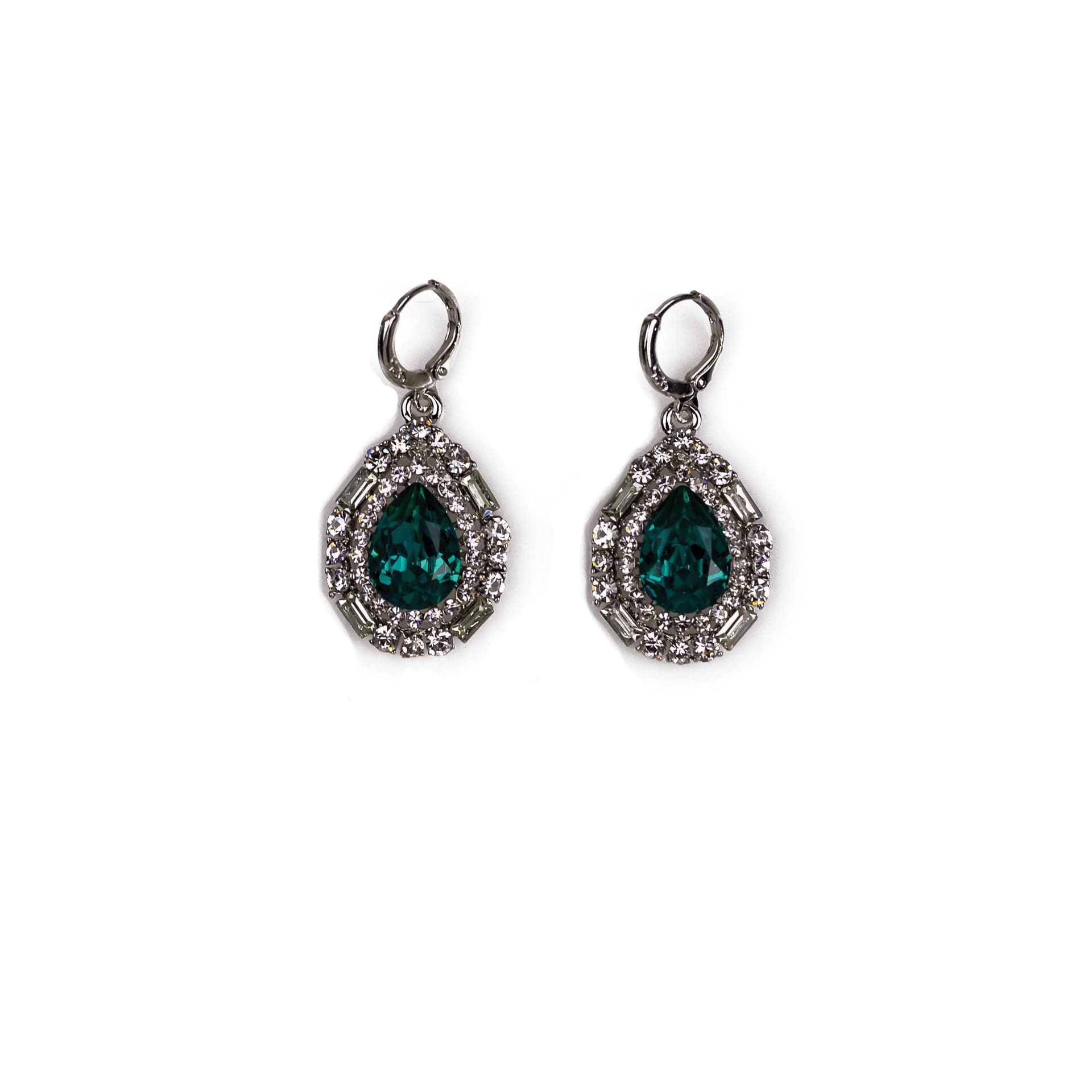 Art Deco Drop Earrings in Aqua