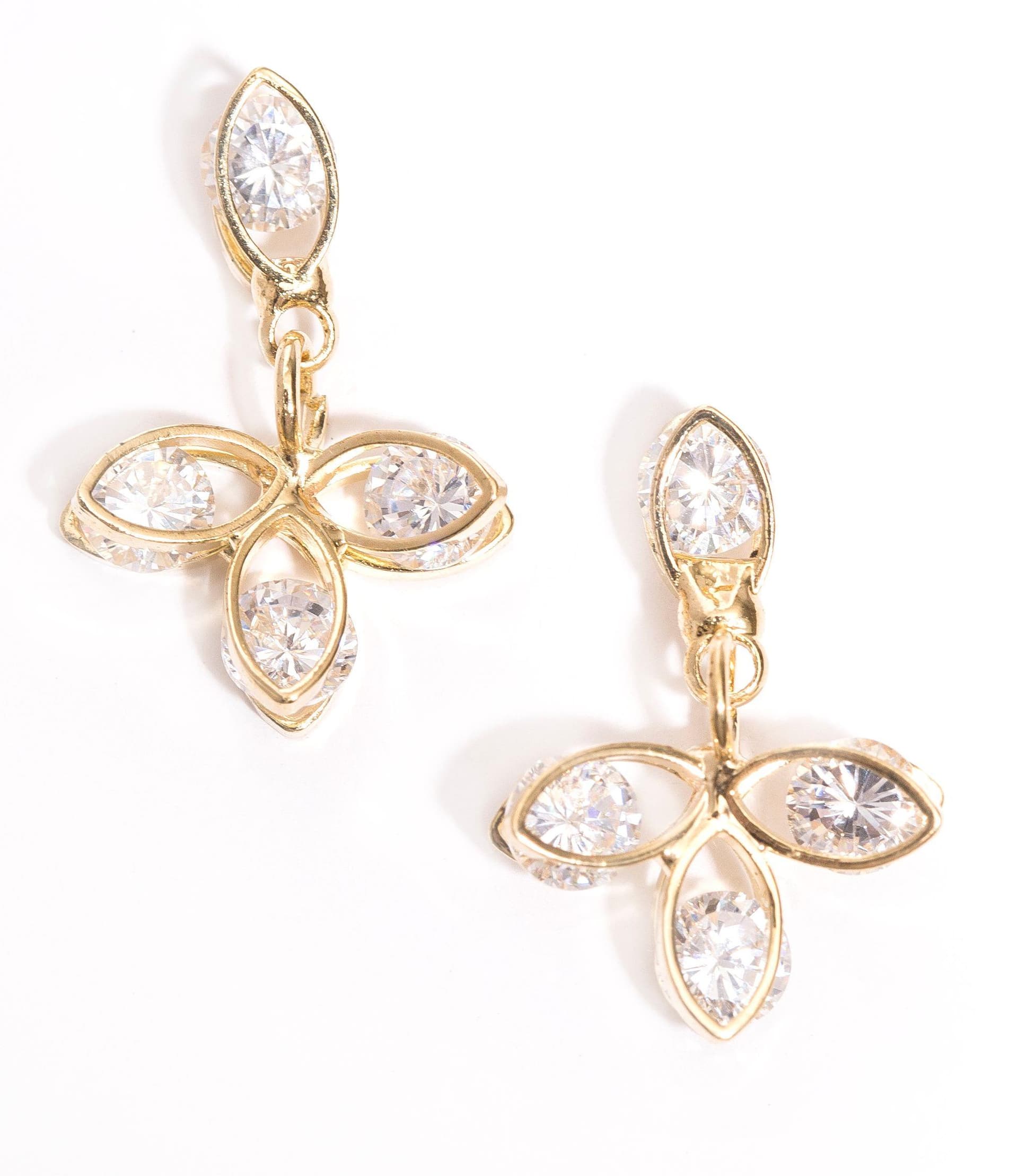 Pinch Crystal 3 Petal Drop Earrings