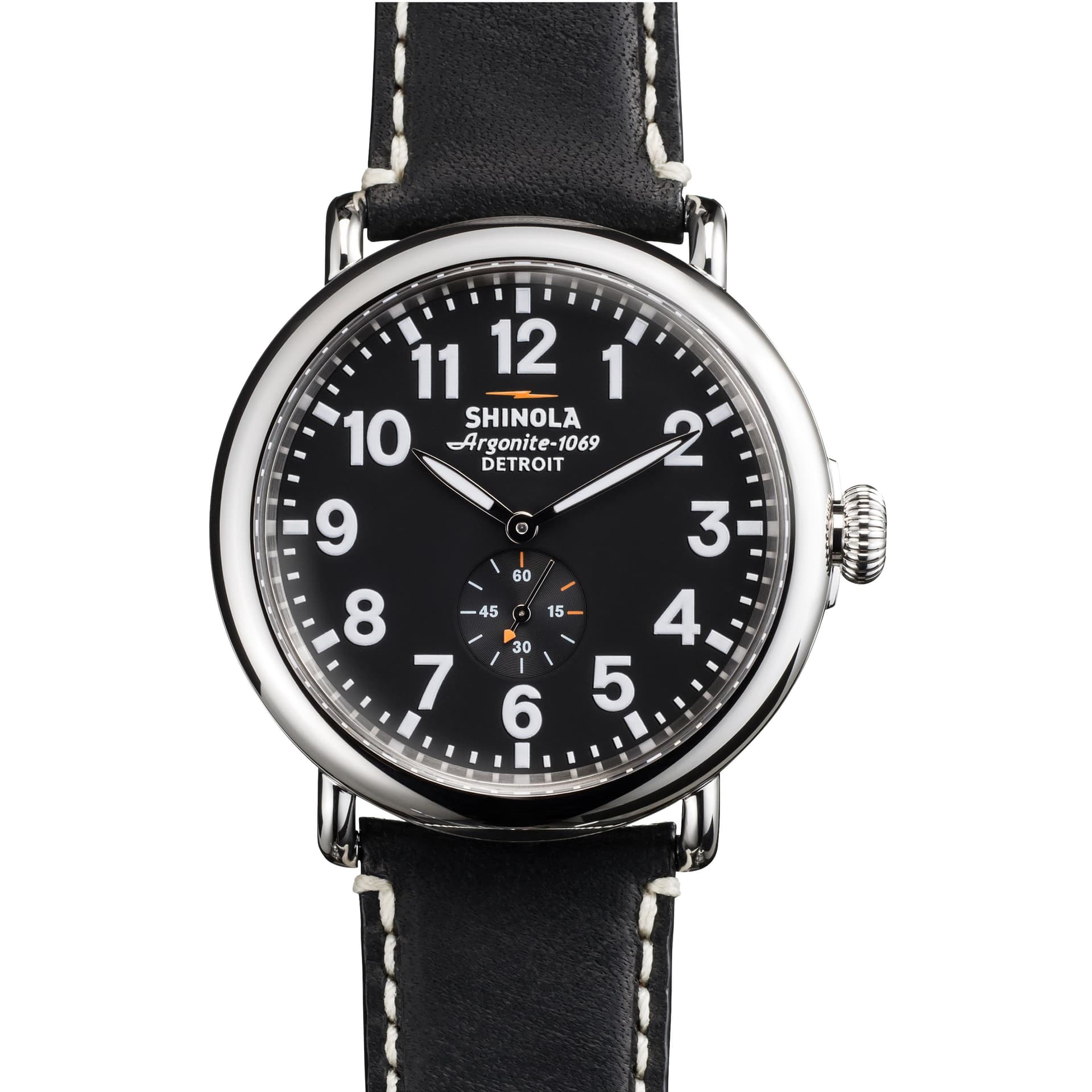 The Runwell Leather Strap Watch - 47mm, Black