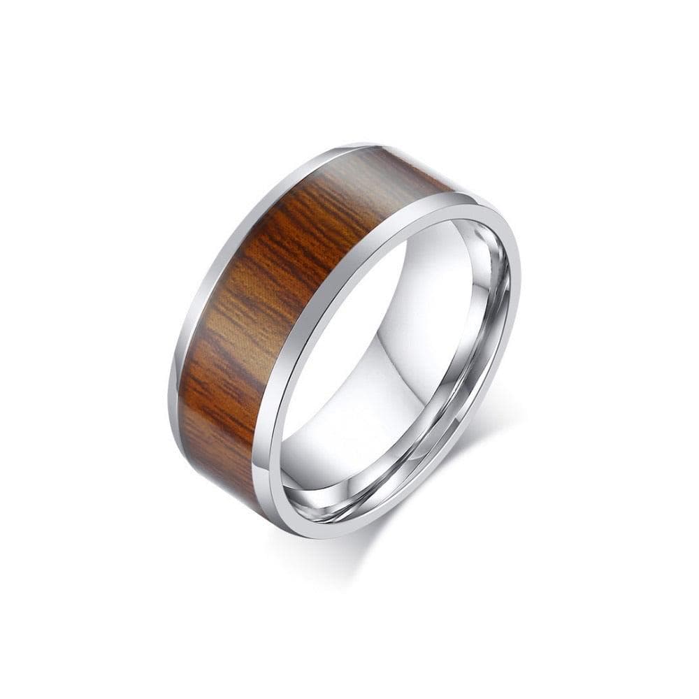 Steel Axe - Stainless Steel & Koa Ring Size 10
