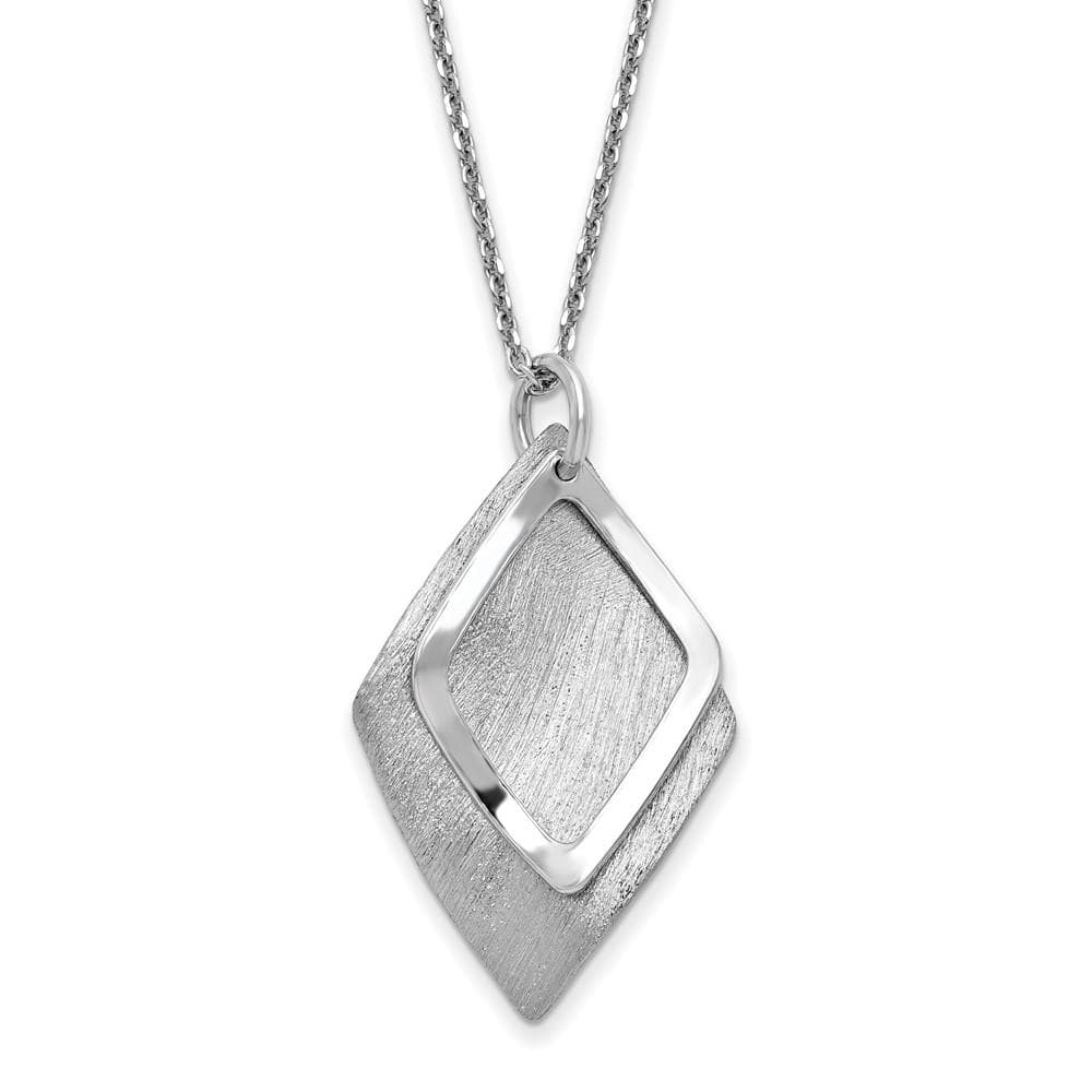 Radiant Essence Sterling Silver Rhodium-plated Brushed Necklace
