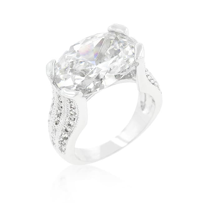Oval Three Stone Cubic Zirconia Ring(10)