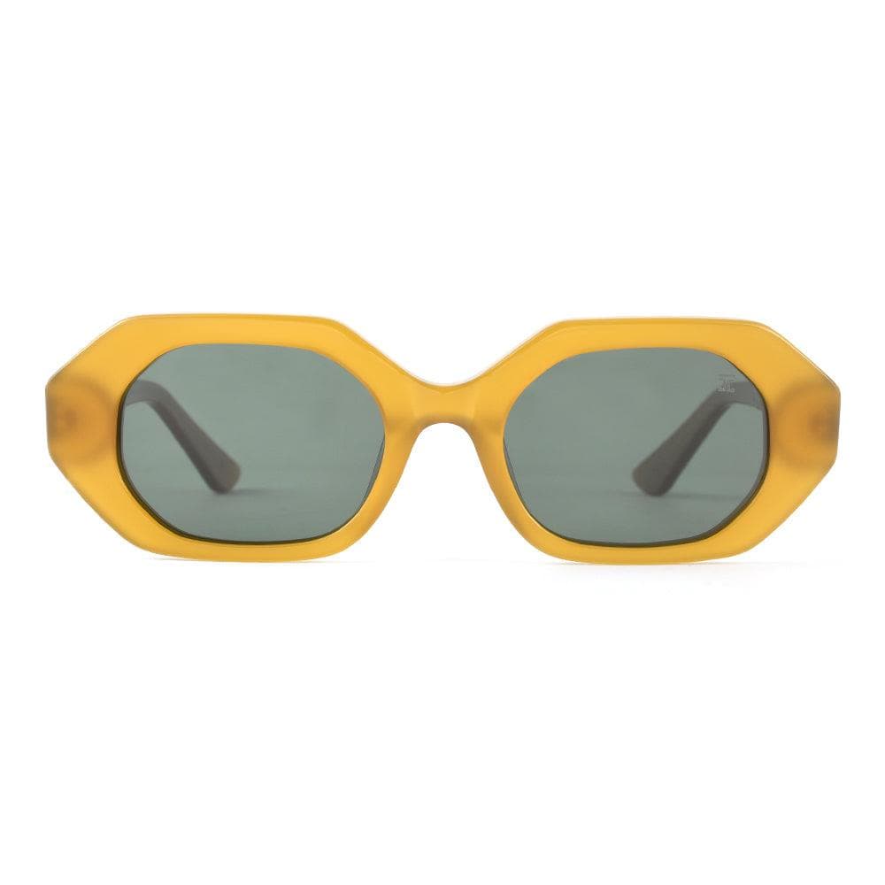 Madge - Mixed Wood & Acetate Wooden Sunglasses Oliver Walnut & Green Lens