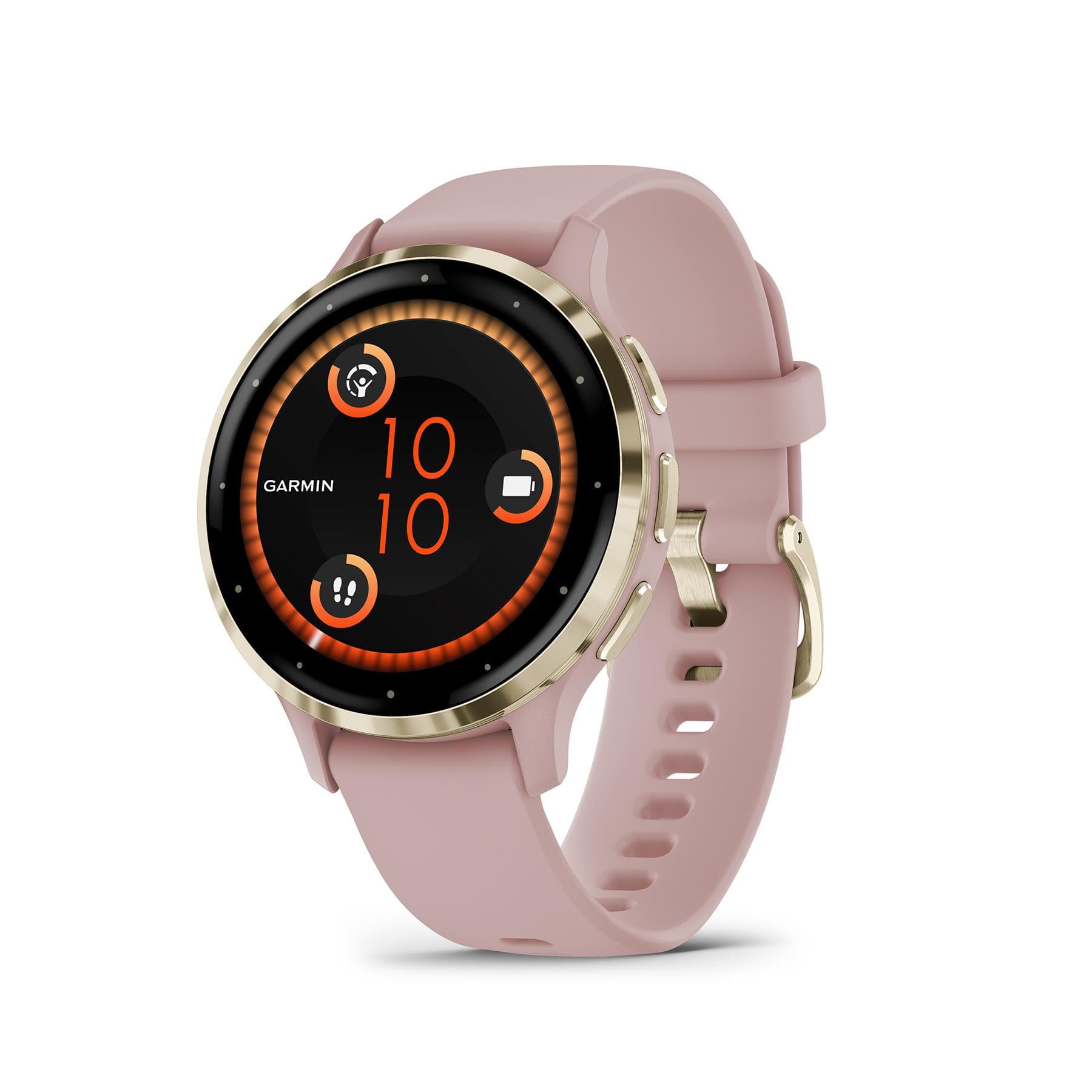 Garmin Venu 3S, Soft Gold Bezel with Dust Rose Silicone Band