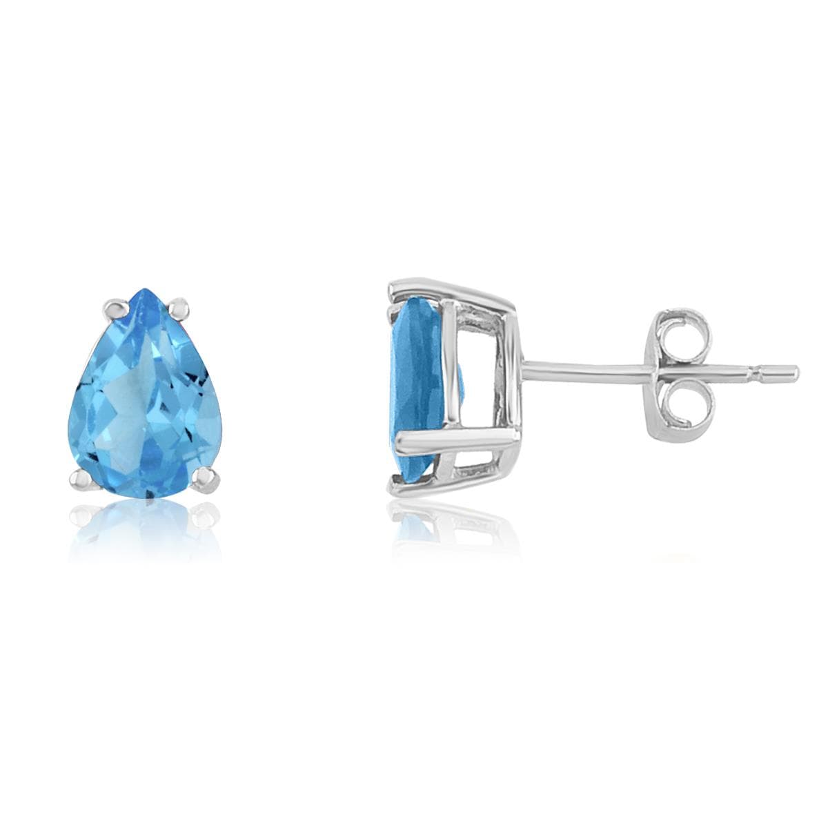 14K White Gold Pear Shape Blue Topaz Earrings
