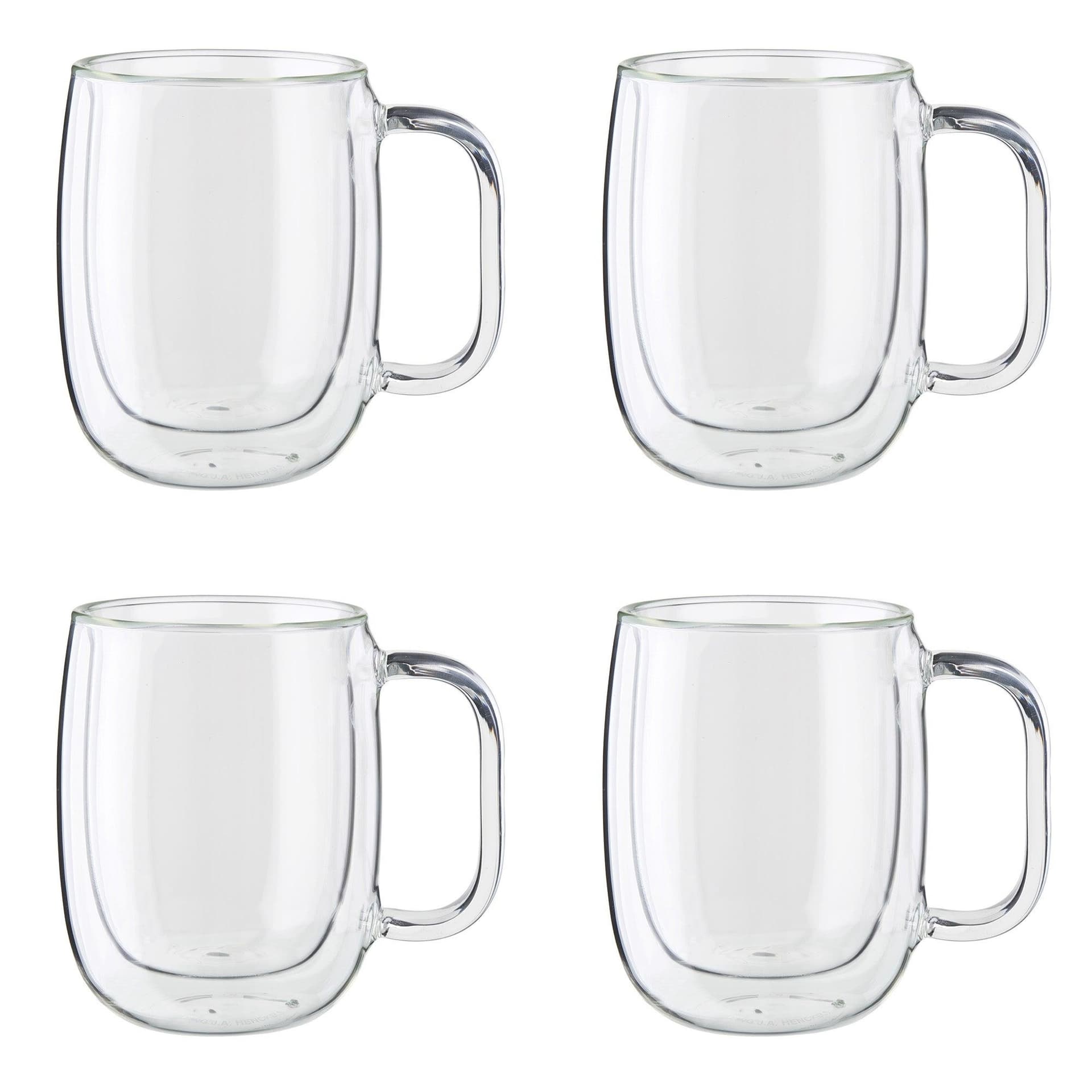 Sorrento 4pc Double Wall Glass Coffee Mug Set