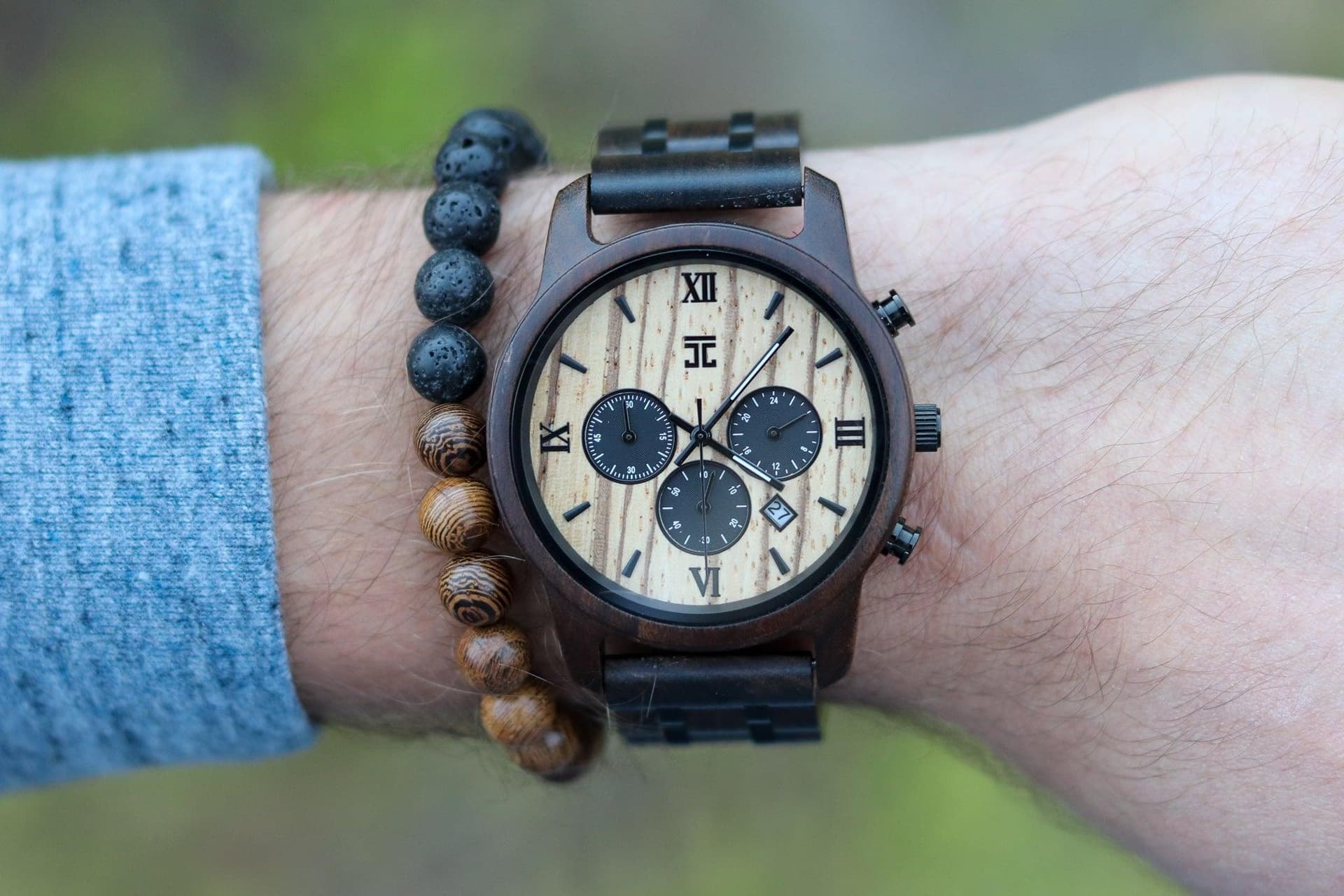 Wild Black Sandalwood & Zebrawood Chronograph Wooden Watch