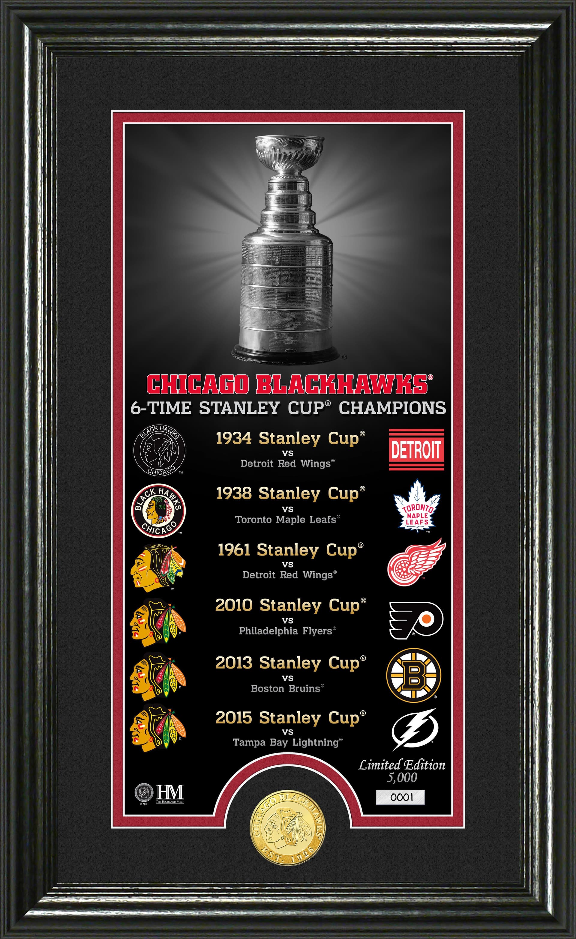 Chicago Blackhawks "Legacy" Supreme Bronze Coin Panoramic Photo Mint
