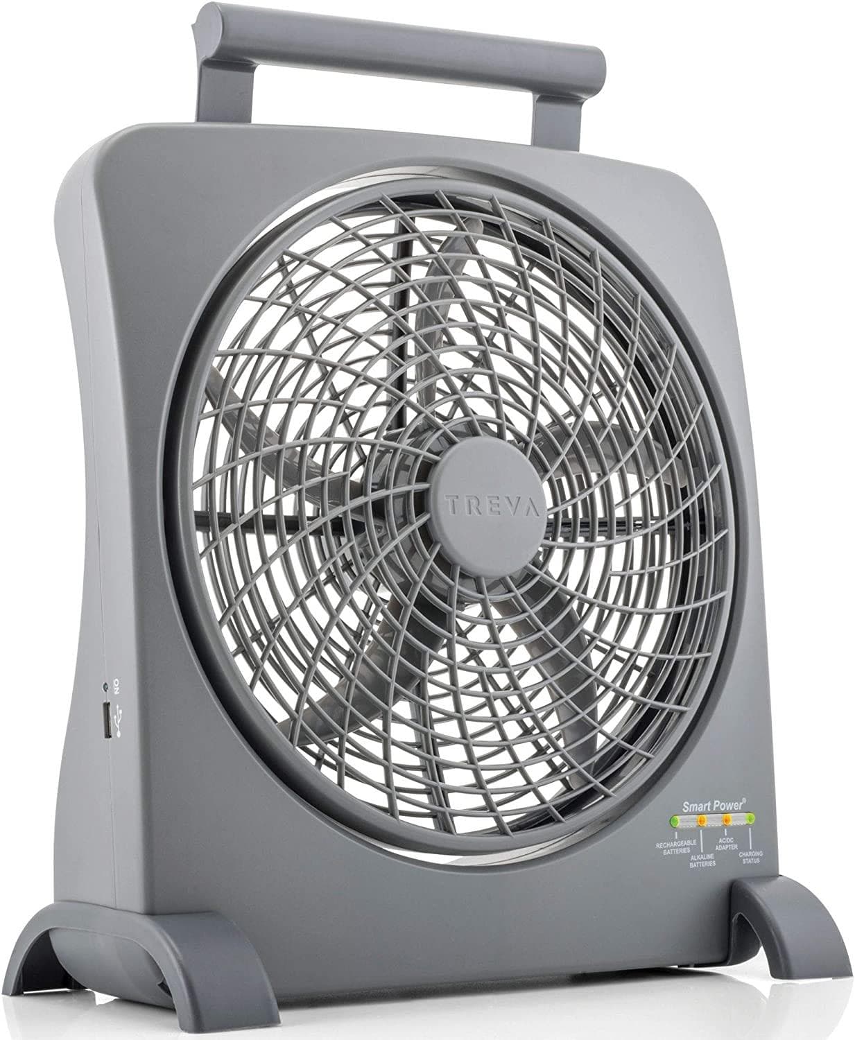 10 inch Rechargeable Portable Fan Smart Power Air Circulator. Plug-In AC Adapter and Battery Powered
