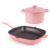 Neo 3pc Cast Iron Cookware Set, Grill Pan & Round Dutch Oven, Pink