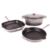 Neo 4pc Cast Iron Cookware Set, Grill Pan, Fry Pan & Oval Dutch Oven, Oyster